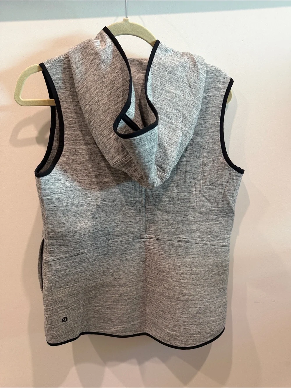 lululemon athletica Heather Gray Sleeveless Hooded Zip Vest with Black Trim